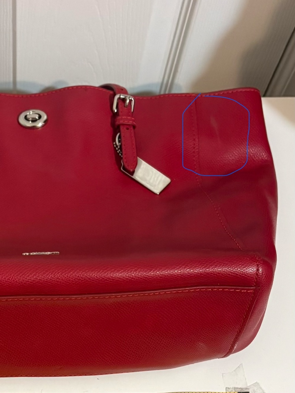 COACH, Red Leather Turnlock Tote with Tag - Picture 13 of 13